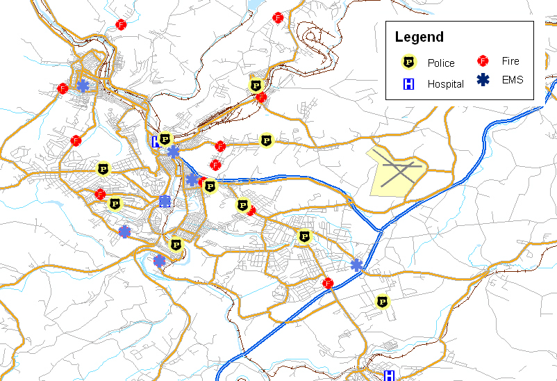 Johnstown Emergency Services Map