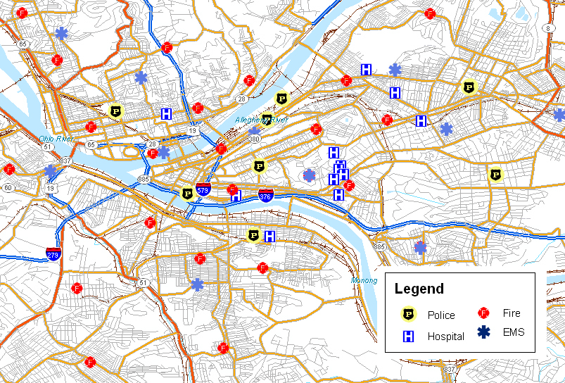 Pittsburgh Emergency Services Map